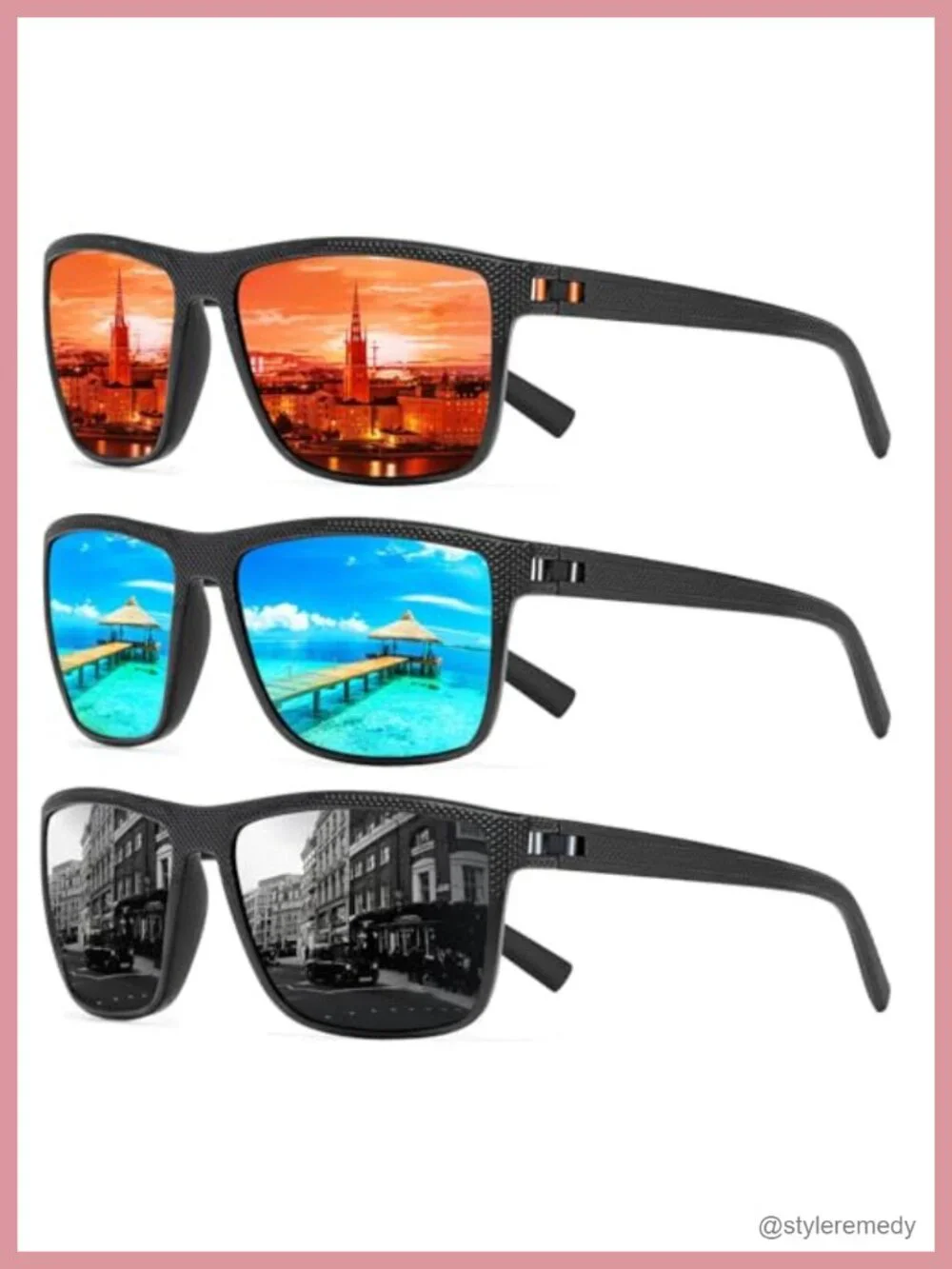 Square Polarized Sunglasses with UV Protection Lightweight Metal Frame
